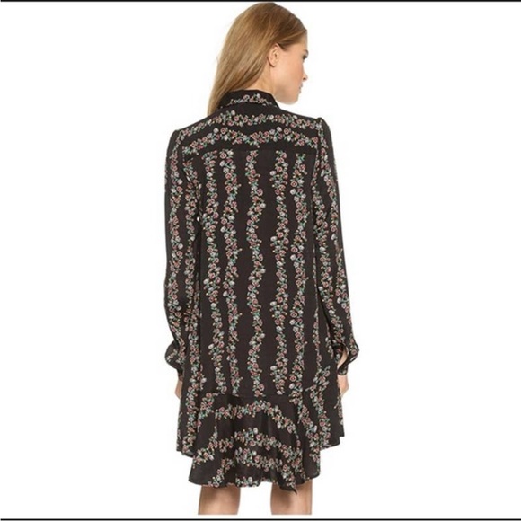 Free People Floral Black Long Sleeve Button Down Mini Dress, Size M - Picture 4 of 10